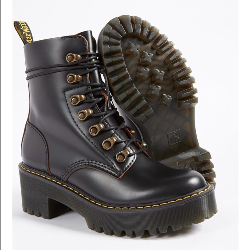 Dr. Martens Black Leather Platform Boots